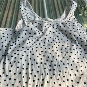 A NEW DAY Long Tank Top, Black and White Polka Dot Size Large